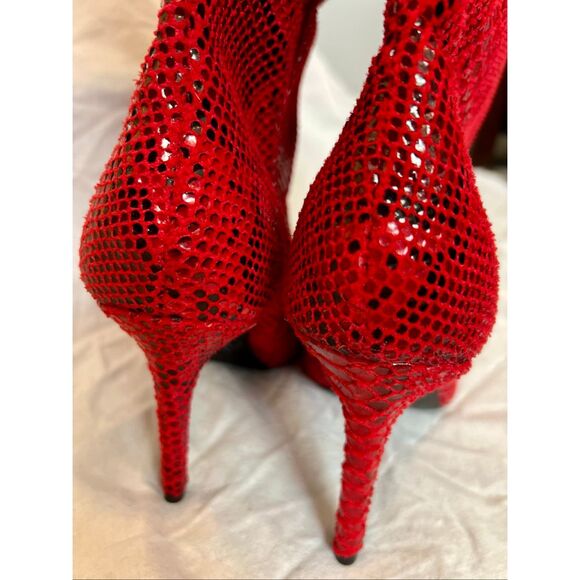 I.N.C. Rajel faux leather snake print knee-high boots / RED - Picture 5 of 8